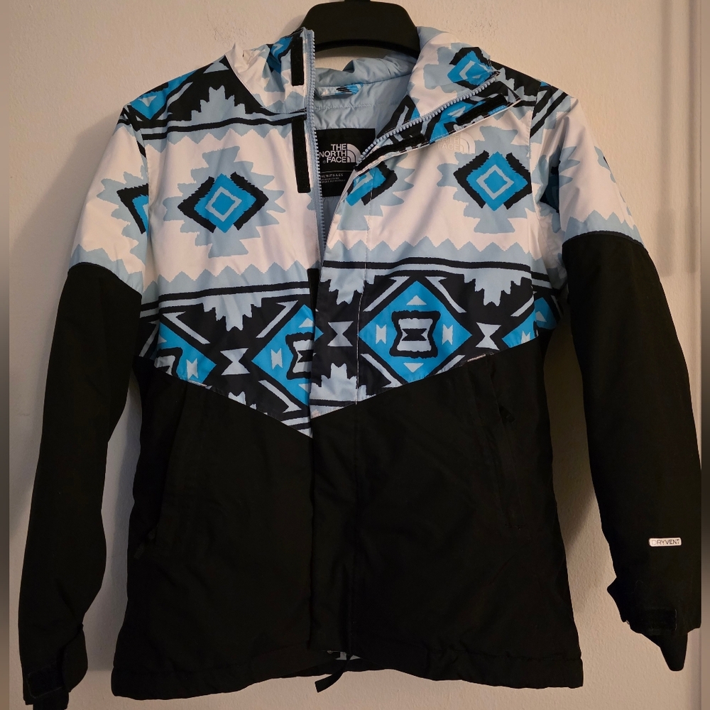 The North Face Girls' Brianna Insulated Hooded Jacket in the Aztec Blue Size L